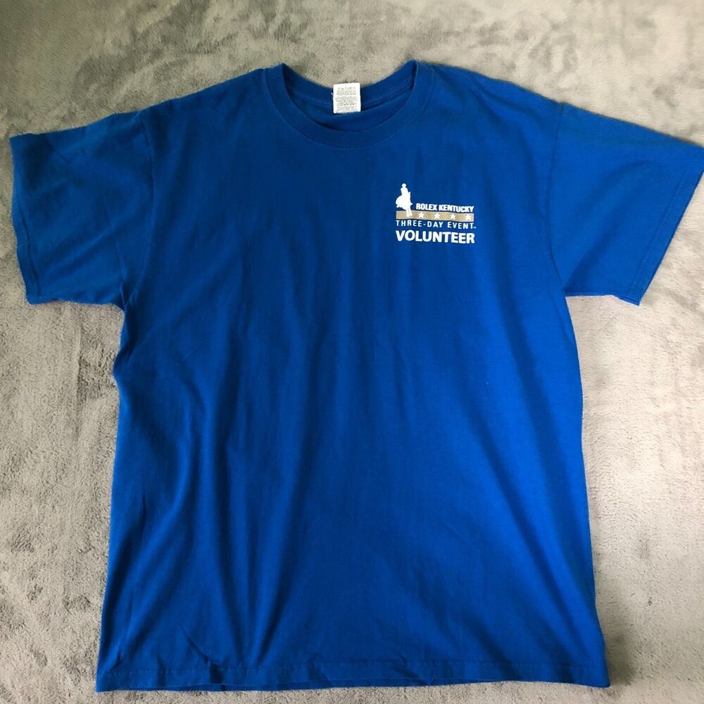 Rolex Kentucky Three Day Event Volunteer 2014 TShirt Unisex Large Blue Eventing - Picture 4 of 8